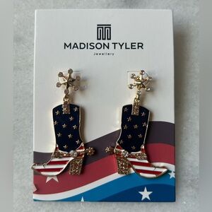 Madison Tyler Patriotic Cowboy Boot Statement Earrings